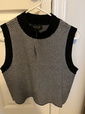 Rachel Zoe Black and White Textured Knit Shell. New with tags